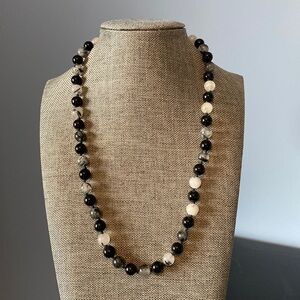 Black onyx and black rutilated Quartz necklace